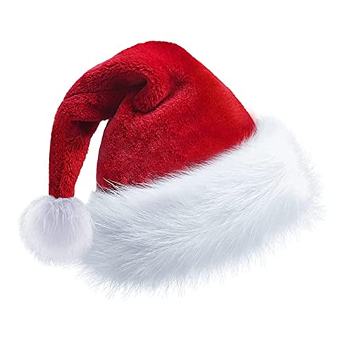 LANMANUO Weihnachtsmütze Erwachsene Weihnachtsmützen Nikolausmütze Plüsch Christmas Hat Santa Hat Weihnachtsmann Mütze Rot for festliche Partys im neuen Jahr von LANMANUO