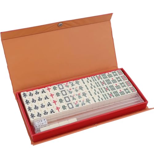 LANYOTA 144 Mini Mahjong Set Mit 4 Titel Racks, Tragetasche, Fliesen Spiel, 2 Würfel (20x14x10mm) von LANYOTA