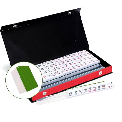 LANYOTA Mini Mahjong Set, 24mm Traditionelles Chinesisches Mah Jong für Reise, 144 Majong Spielsteine mit Box, Mah-Jongg Set mit Racks und Würfeln von LANYOTA