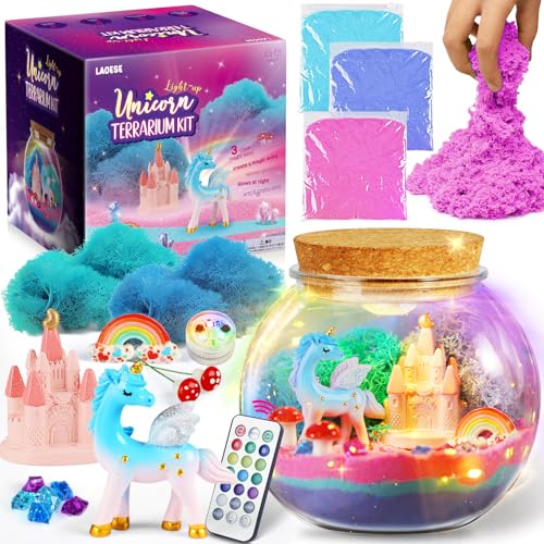 Einhorn-Geschenke für Mädchen – Einhorn Terrarium Set für Kinder – Geburtstagsgeschenk für Mädchen Alter 4, 5, 6, 7, 8–12 Jahren – DIY-Einhorn-Spielzeug für Mädchen –Ostern Bastelset für Kinder von LAOESE