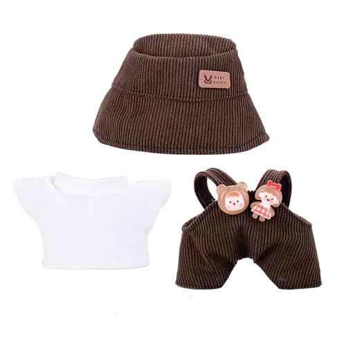 LAOYEFACAI Kleidung für 17-cm-Puppen, Rock-Set für Puppen, 3-teiliges Set mit Fischerhut-Unterwäsche-Hosenset für 17-cm-Puppen Accessoires (26) von LAOYEFACAI