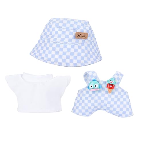 LAOYEFACAI Kleidung für 17-cm-Puppen, Rock-Set für Puppen, 3-teiliges Set mit Fischerhut-Unterwäsche-Hosenset für 17-cm-Puppen Accessoires (30) von LAOYEFACAI