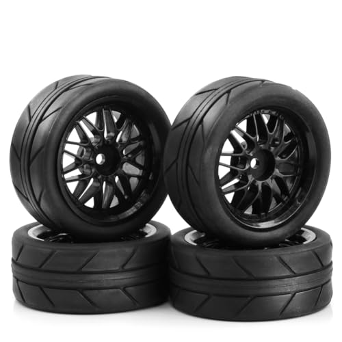 LAPOOH 1/10 RC Drift Reifen 65 mm auf StraßEnrennwagenräDern Reifen für TT01 TT02 XV01 XV02 PTG-2, Schwarz von LAPOOH