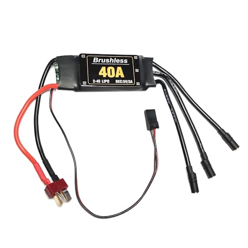 LAPOOH 40A Bürstenloser ESC, Schwarz, Bürstenloser ESC-Geschwindigkeitsregler, Motor-T-Stecker für RC FPV-Quadcopter-Hubschrauber von LAPOOH