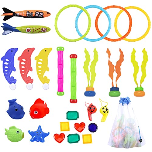 LAPPAZO 27 Stück Tauchring Spielzeug für Kinder Unterwasser Poolspielzeug Set Wasserspielzeug Kinder Outdoor LAPPAZO 27 Stück Tauchring Spielzeug für Kinder Unterwasser Poolspielzeug Set Wasserspielzeug Kinder Outdoor von LAPPAZO