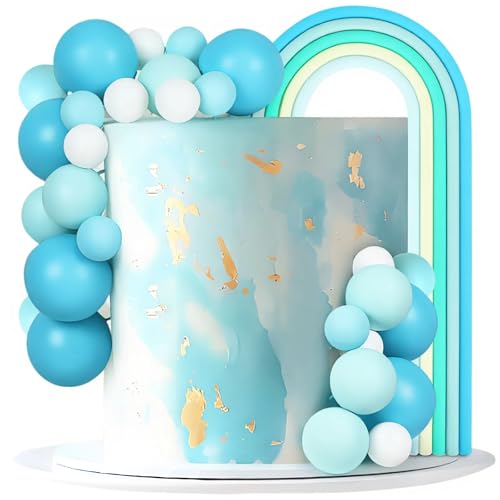 LARDUX 26 Stück Kugel-Kuchenaufsätze – Mini-Ballon-Kugeln, Pastell-Regenbogenfarben, DIY-Backen, Cupcake-Kuchendekorationen für Geburtstag, Babyparty, Macaron-Einhorn-Party (hellblau) von LARDUX