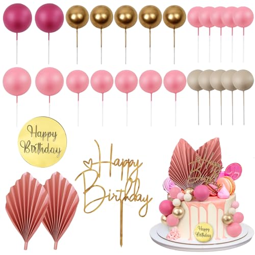 LARDUX 28 Stück Tortendeko Rosa - Geburtstag Torten Deko DIY Palmenblätter Boho Mini Ballon Cupcake Topper Tortendeko Kugeln für Mädchen Frauen Geburtstag Party Dekor LARDUX 28 Stück Tortendeko Rosa - Geburtstag Torten Deko DIY Palmenblätter Boho Mini Ballon Cupcake Topper Tortendeko Kugeln für Mädchen Frauen Geburtstag Party Dekor von LARDUX