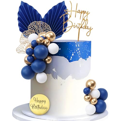 LARDUX 28 Stück blaue Kuchendekorationen - Boho-Kuchendekorationen, Geburtstagstortenaufsätze, DIY-Palmenblätter, Mini-Ballon-Cupcake-Einsatz für Babyparty, Geburtstagsparty-Dekoration LARDUX 28 Stück blaue Kuchendekorationen - Boho-Kuchendekorationen, Geburtstagstortenaufsätze, DIY-Palmenblätter, Mini-Ballon-Cupcake-Einsatz für Babyparty, Geburtstagsparty-Dekoration von LARDUX