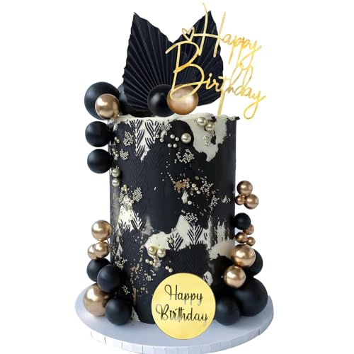 LARDUX 28 Stück Schwarz Gold Tortendeko - Geburtstag torten deko DIY Palmenblätter Boho Mini Ballon Cupcake Topper Tortendeko Kugeln für Junge Männer Geburtstag Party Dekor LARDUX 28 Stück Schwarz Gold Tortendeko - Geburtstag torten deko DIY Palmenblätter Boho Mini Ballon Cupcake Topper Tortendeko Kugeln für Junge Männer Geburtstag Party Dekor von LARDUX