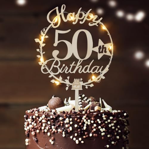 LED-Geburtstagskuchenaufsatz, Geburtstagsdekoration für Kuchen (50. Geburtstag) von LARDUX