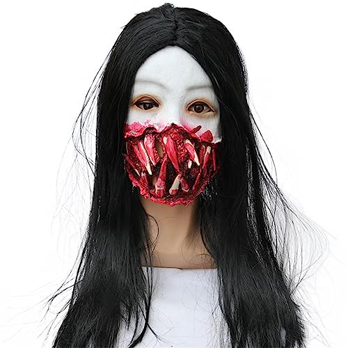 Horror Devil Mask With Long Hair Creepier Scary Mask Halloween Costumes Halloween Costumes For Christmas Creepier Party Cosplays Costume Headwear Prop Women Head Gear Scary Crying With, Fang Girl Horror Devil Mask With Long Hair Creepier Scary Mask Halloween Costumes Halloween Costumes For Christmas Creepier Party Cosplays Costume Headwear Prop Women Head Gear Scary Crying With, Fang Girl von LARUISEE