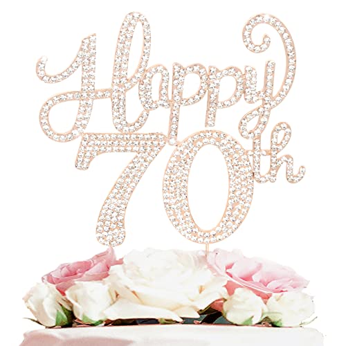 Happy 70th Birthday Decorations,70th Birthday Gold Rhinestone Cake Topper - Cheers to Seventy Years Old Bday Party Metal Sparkly Cake Centerpieces Schild Happy 70th Birthday Decorations,70th Birthday Gold Rhinestone Cake Topper - Cheers to Seventy Years Old Bday Party Metal Sparkly Cake Centerpieces Schild von LASKYER