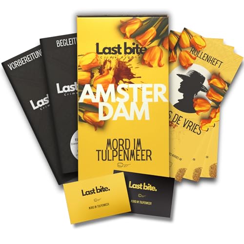 LAST BITE Krimidinner für Zuhause | 4 bis 6 Personen | Mord im Tulpenmeer Amsterdam | Spannendes Krimi Dinner Spiel ab 16 Jahren | 4-6 Spieler | Mörderische Dinnerparty (4-6 Personen) von LAST BITE