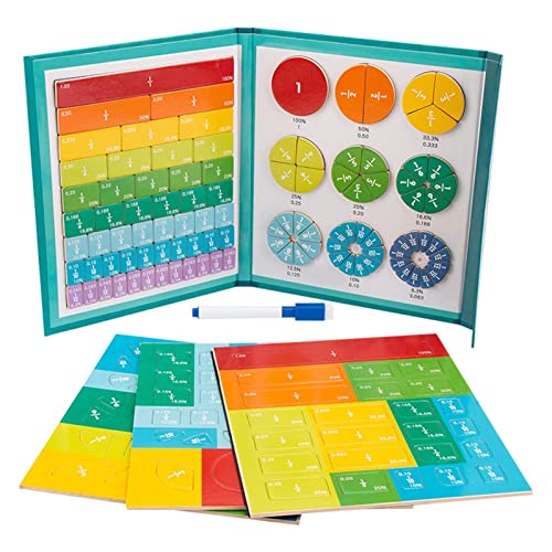 LATAFA Fraction Manipulatives 3. Klasse, magnetisches Bruchlern-Mathespielzeug für Kinder, magnetische Regenbogen-Fraktionsplättchen, Kreise für Kinder von LATAFA