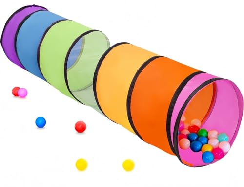 LATERN 180CM Spieltunnelzelt für Kinder, 46CM Runder Öffnung Babytunnel Bunter Pop-Up Kriechtunnel Zusammen Klappbares Zeltgeschenk für Jungen Mädchen Haustiere Spielen Drinnen Draußen Garten Spiel von LATERN