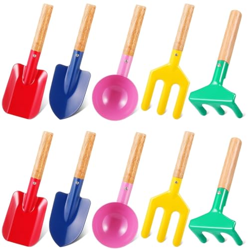 LATERN 10 Stück Gartenwerkzeug für Kinder, 20CM Kinder Strandspielzeug Metall Löffel Gabel Kelle Rechen Schaufel mit Holzgriff für Kinders Geschenk Garten Erde Umpflanzen Sommer Strand Graben LATERN 10 Stück Gartenwerkzeug für Kinder, 20CM Kinder Strandspielzeug Metall Löffel Gabel Kelle Rechen Schaufel mit Holzgriff für Kinders Geschenk Garten Erde Umpflanzen Sommer Strand Graben von LATERN