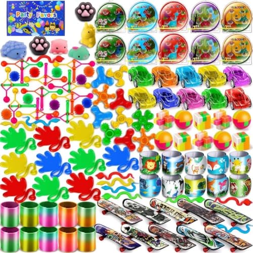 LATERN 120 Stück Partytütenfüller für Kinder, 12 Stile Bunte Partygeschenke mit Kugeln Frühling Skateboards Klebehände Würfel Autos Bälle Kreisel für Klassenpreise Feiertage Geburtstags Party Geschenk von LATERN