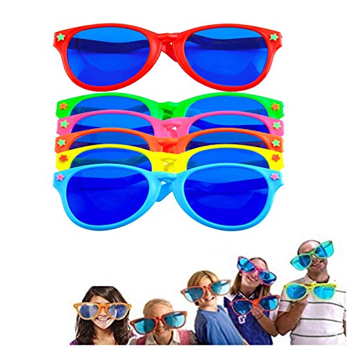 LATERN 6 Stücke Jumbo Plastik Sonnenbrillen Bunt Jumbo Brille für Kostüme hawaiisch Sandstrand Party Lieferung von LATERN