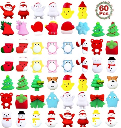 LATERN 60 Stück Weihnachts Mochi Squishy Spielzeug, 30 Stile Weihnachten Mini Kawaii Moji Weihnachtsmann Schneemann Glocken Baum Squeeze Soft Fidget Toys für Schenfüller Partygeschenke (3,5cm x 4,5cm) LATERN 60 Stück Weihnachts Mochi Squishy Spielzeug, 30 Stile Weihnachten Mini Kawaii Moji Weihnachtsmann Schneemann Glocken Baum Squeeze Soft Fidget Toys für Schenfüller Partygeschenke (3,5cm x 4,5cm) von LATERN