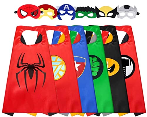 LATERN 6Pcs Superheld Cape und Maske, Cartoon Superheld Kostüme Verkleiden sich Spielzeug für Kinder Jungen Mädchen Geburtstag Party Favors LATERN 6Pcs Superheld Cape und Maske, Cartoon Superheld Kostüme Verkleiden sich Spielzeug für Kinder Jungen Mädchen Geburtstag Party Favors von LATERN