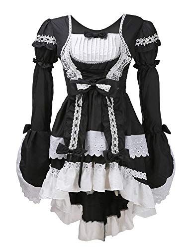 LATH.PIN Damen Cosplay Kostuem Lolita gotische Kleider Abendkleider Partykleid (Schwarz) von LATH.PIN