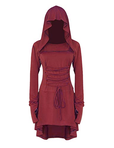 LATH.PIN Damenkostüm Cosplay für Halloween Karneval Partit Mit Kapuze Gürtel Mittelalter Vintage Asymmetrischer Elastischer Ärmel LATH.PIN Damenkostüm Cosplay für Halloween Karneval Partit Mit Kapuze Gürtel Mittelalter Vintage Asymmetrischer Elastischer Ärmel von LATH.PIN