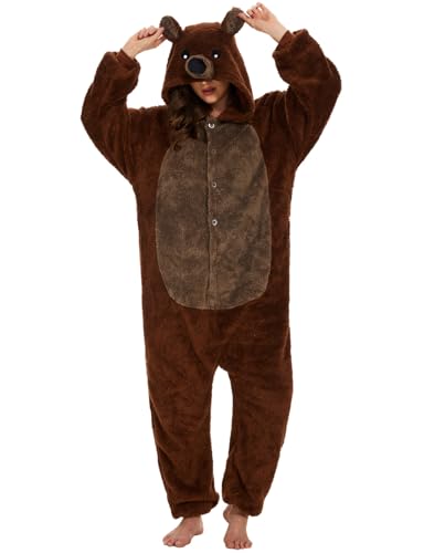 LATH.PIN Tier-Einteiler, Pyjama für Erwachsene, Uni, Einteiler, Halloween, Cosplay, Kostüm, Nachtwäsche für Damen und Herren, Bär LATH.PIN Tier-Einteiler, Pyjama für Erwachsene, Uni, Einteiler, Halloween, Cosplay, Kostüm, Nachtwäsche für Damen und Herren, Bär von LATH.PIN