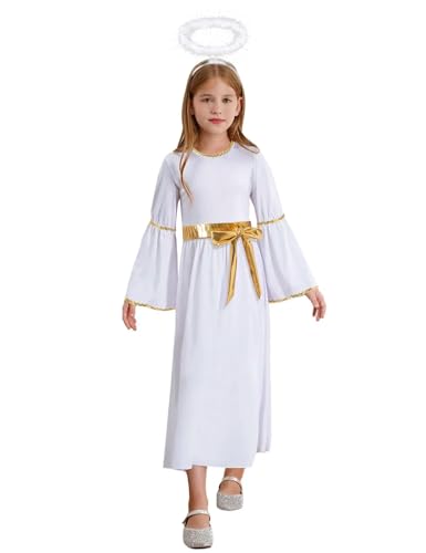 LATOBREATH Mädchen Kinder Engel mit Heiligenschein Weihnachten Kirche weiße Roben Engel Kleid (11–12 Jahre) von LATOBREATH