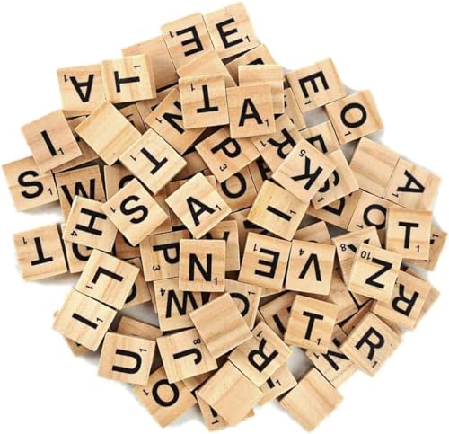 LATRAT 100 Stück Scrabble Holz-Buchstaben für Hochzeitsrahmen und Wandkunst, Zufällige Buchstaben von LATRAT