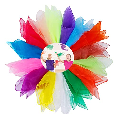 LATRAT 15 Stück Jongliertücher, Chiffontücher Kinder 60x60cm, für Zubehör Dekoration,Seidentücher Chiffontücher für Performance Gymnastiktücher Kindergarten LATRAT 15 Stück Jongliertücher, Chiffontücher Kinder 60x60cm, für Zubehör Dekoration,Seidentücher Chiffontücher für Performance Gymnastiktücher Kindergarten von LATRAT
