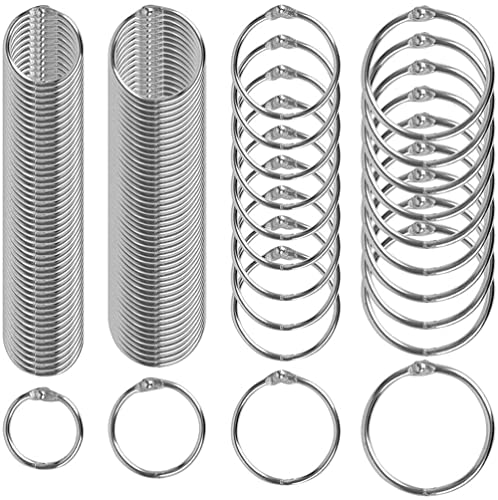 LATRAT 160 Stück Bücher Ringe 4 Größen 15mm, 20mm, 25mm, 30mm, Verbinder Ring Binder Buch Heftringe Buchringe Klein für Scrapbook Album Handwerk Namensschilder Silber von LATRAT