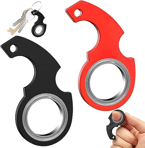 LATRAT 2 Stück Schlüsselanhänger Spinner, Fidget Toys Für Kinder Und Erwachsene（Schwarz/Rot） von LATRAT