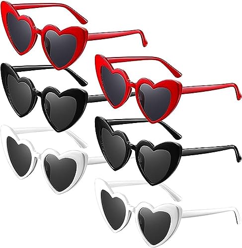 LATRAT 4 Stück Vintage Herz Form Sonnenbrille für Frauen Herz, Vintage Herz Sonnenbrille Bunte Retro Herzbrille für Cosplay Zubehör, 3 Farben von LATRAT