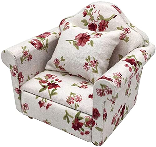 LATRAT Puppenhaus Sofa, 1:12 Puppenhaus Miniatur Möbel Modell Tuch Blumenmuster Couch Sessel Sofa Mit Kissen, Zubehör Blumenmuster Mini Möbel Sofa Set mit Rückenkissen, Safran LATRAT Puppenhaus Sofa, 1:12 Puppenhaus Miniatur Möbel Modell Tuch Blumenmuster Couch Sessel Sofa Mit Kissen, Zubehör Blumenmuster Mini Möbel Sofa Set mit Rückenkissen, Safran von LATRAT