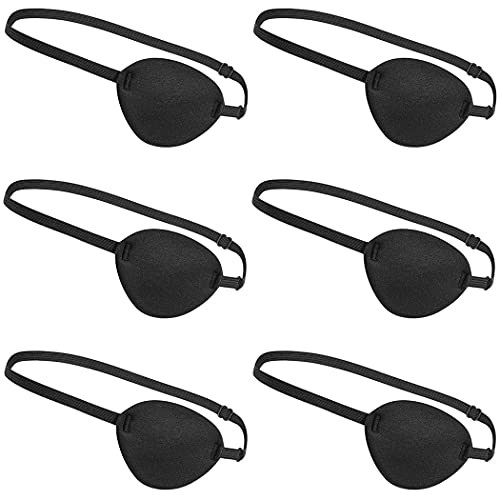 LATRAT 6-teiliges Augenschutz, Cosplay, Auge, Pirat, verstellbar, für Kinder und Erwachsene, Amblyopie, Strabismus, Augenklappe (schwarz) von LATRAT