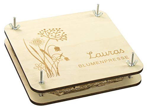 LAUBLUST Blumenpresse Personalisiert - Blumen Motiv - Holz, 20x20cm | Sammeln & Basteln | Geschenk Kinder & Erwachsene von LAUBLUST