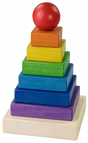 LAUBLUST Stapelturm aus Holz - Lernspiel & Motorikspielzeug - Bunt, ca. 11x11x19cm - Geschenk für Kinder - Handmade von LAUBLUST