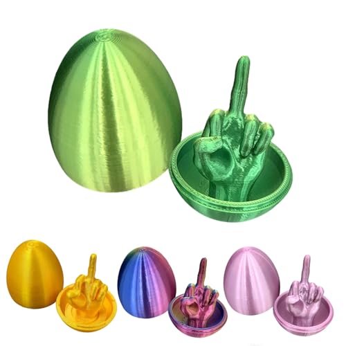Mittelfinger Osterei, Lustiges 3D Gedrucktes Osterei Mittelfinger, Osterei Überraschung Mittelfinger Gag Geschenk für Erwachsene & Streich Geschenkidee (Grün) von LAUFUY
