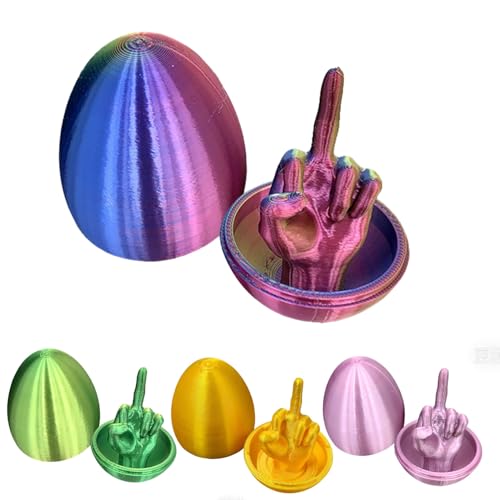 Mittelfinger Osterei, Lustiges 3D Gedrucktes Osterei Mittelfinger, Osterei Überraschung Mittelfinger Gag Geschenk für Erwachsene & Streich Geschenkidee (Lila) von LAUFUY