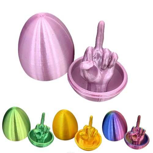 Mittelfinger Osterei, Lustiges 3D Gedrucktes Osterei Mittelfinger, Osterei Überraschung Mittelfinger Gag Geschenk für Erwachsene & Streich Geschenkidee (Rosa) von LAUFUY