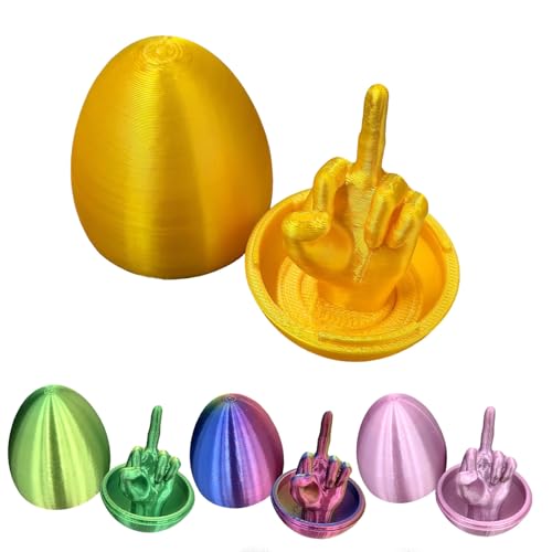 Mittelfinger Osterei Lustig 3D Gedruckt Osterei Mittelfinger Osterei Überraschung Mittelfinger Gag Geschenk für Erwachsene & Streich Geschenkidee (Gold) von LAUFUY