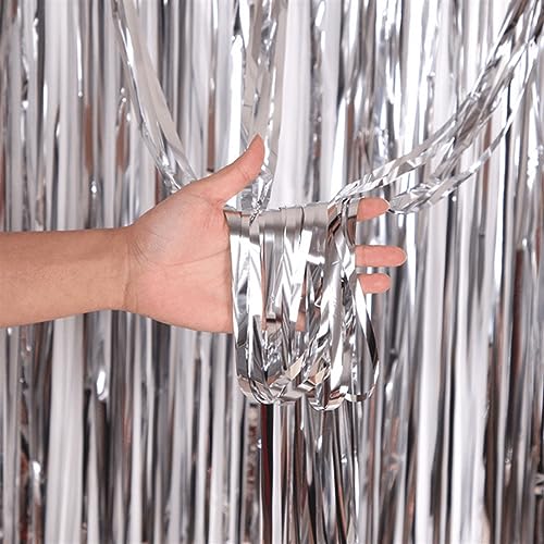 1 x 2 m Partydekoration, Ballon-Regenvorhang, Geburtstagsdekoration für Mädchen (Silber) von LAUOFSHA