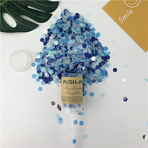 1 x runde Push-Up-Konfetti-Popper für Hochzeit, Geburtstag, Jahrestag, Junggesellenabschied, Party, Konfetti-Dekorationen, Geburtstagsdekoration für Mädchen (08 blaue Mischung) von LAUOFSHA