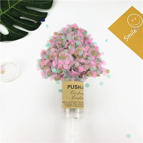 1 x runde Push-Up-Konfetti-Popper für Hochzeit, Geburtstag, Jahrestag, Junggesellenabschied, Party, Konfetti-Dekorationen, Geburtstagsdekoration für Mädchen (10 Minzgold) von LAUOFSHA