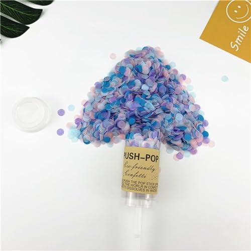 1 x runde Push-Up-Konfetti-Popper für Hochzeit, Geburtstag, Jahrestag, Junggesellenabschied, Party, Konfetti-Dekorationen, Geburtstagsdekoration für Mädchen (11 blau-lila) von LAUOFSHA