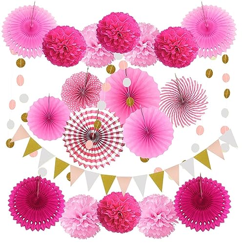 21-teiliges buntes Papierfächer-Set für Weihnachten, Halloween, Hochzeit, Babyparty, Geburtstagsparty, Heimdekoration, Geburtstagsdekoration für Mädchen (HT-A41-1) von LAUOFSHA