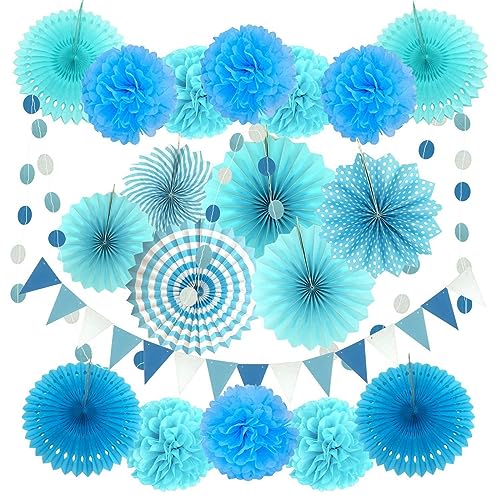 21-teiliges buntes Papierfächer-Set für Weihnachten, Halloween, Hochzeit, Babyparty, Geburtstagsparty, Heimdekoration, Geburtstagsdekoration für Mädchen (HT-A41-2) von LAUOFSHA