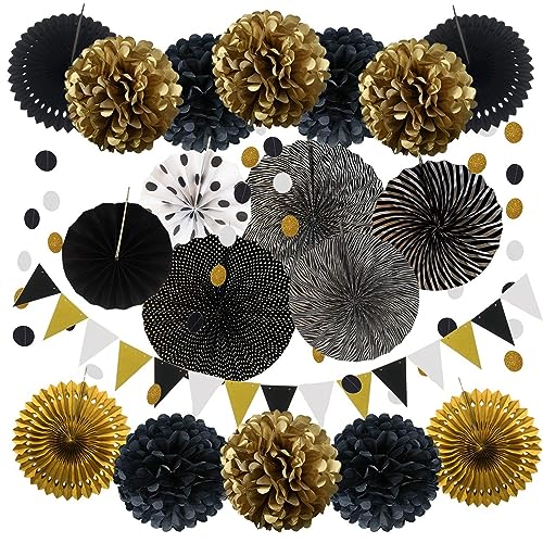 21-teiliges buntes Papierfächer-Set für Weihnachten, Halloween, Hochzeit, Babyparty, Geburtstagsparty, Heimdekoration, Geburtstagsdekoration für Mädchen (HT-A41-5) von LAUOFSHA