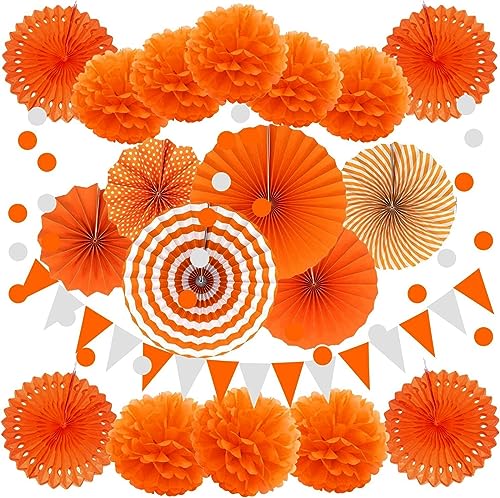 21-teiliges buntes Papierfächer-Set für Weihnachten, Halloween, Hochzeit, Babyparty, Geburtstagsparty, Heimdekoration, Geburtstagsdekoration für Mädchen (HT-A41-7) von LAUOFSHA