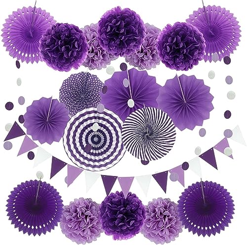21-teiliges buntes Papierfächer-Set für Weihnachten, Halloween, Hochzeit, Babyparty, Geburtstagsparty, Heimdekoration, Geburtstagsdekoration für Mädchen (HT-A41-9) von LAUOFSHA